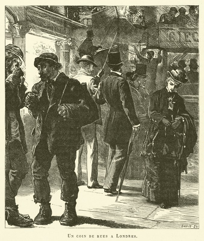 Et gadehjørne i London (gravering) af French School