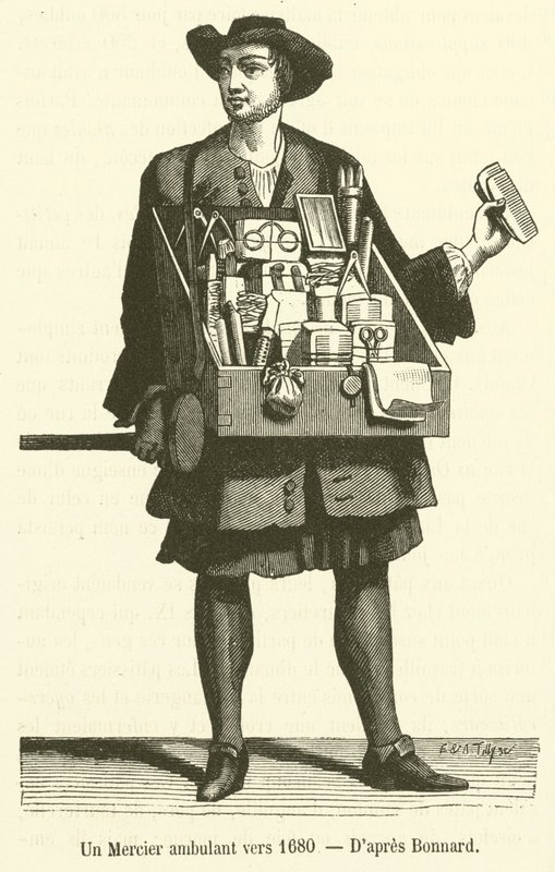 En rejsende Mercier omkring 1680 (gravering) af French School