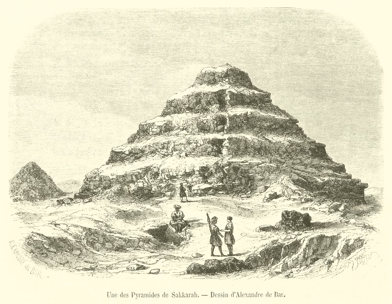 En af pyramiderne i Sakkarah (gravering) af French School