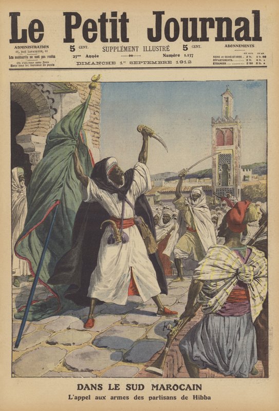 Opstand i det sydlige Marokko (farve litho) af French School