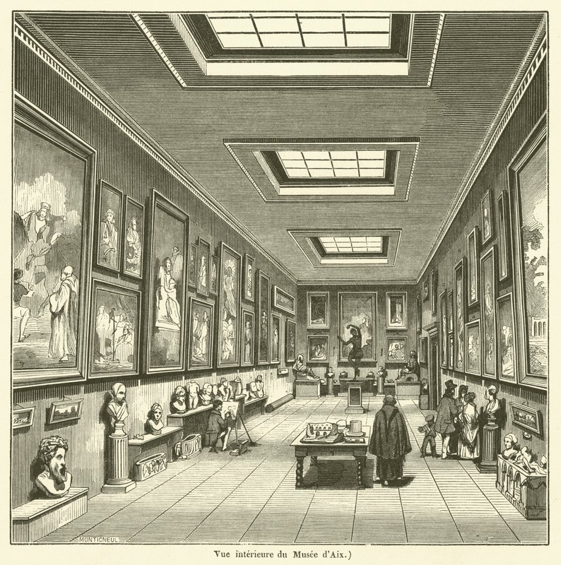 Indvendigt billede af Aix-museet (gravering) af French School