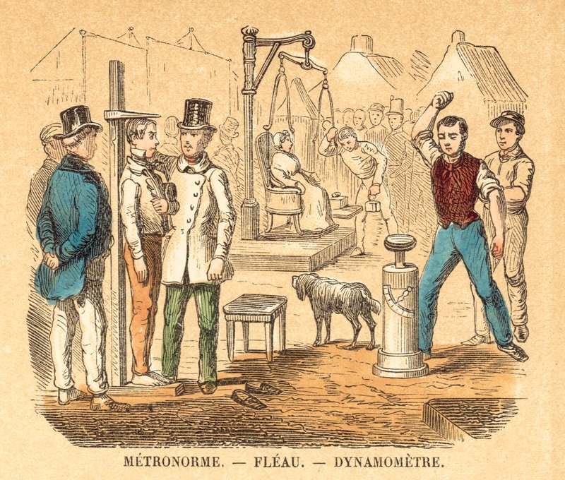 Vægte og mål (farvet gravering) af French School