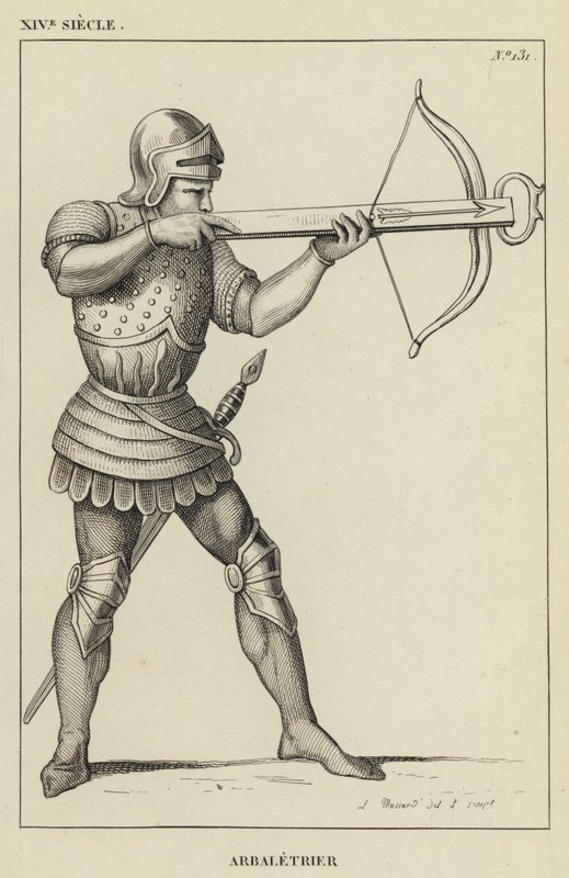 XIV Century, Crossbowman (gravering) af French School