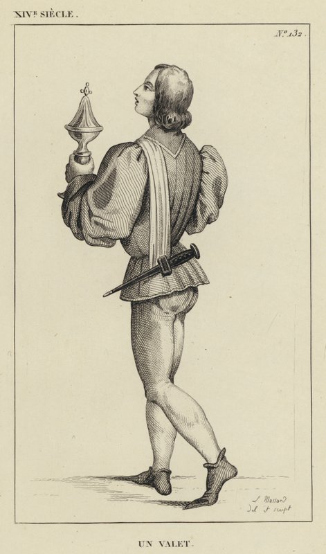 XIV Century, A Valet (gravering) af French School