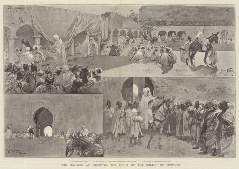 Maghzen ved Mequinez, domstolen for sultanen af Marokko af Gabriel Nicolet