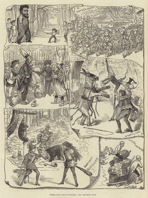 Scener fra Pantomimes af George Cruikshank