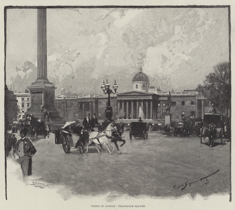 Udsigt i London, Trafalgar Square af George L. Seymour