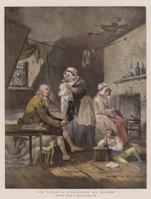 Virkningerne af ekstravagance og lediggang (chromolitho) af George Morland