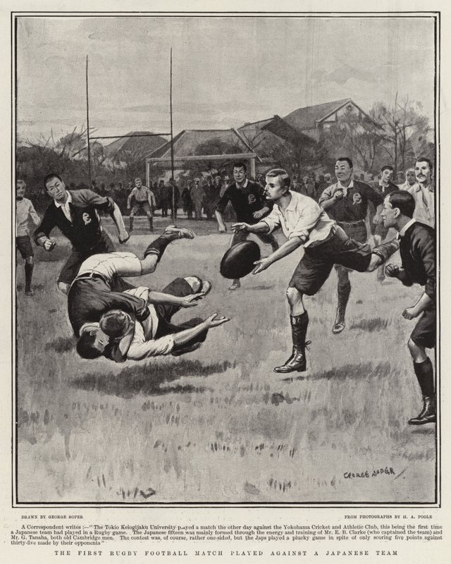 Den første rugbyfodboldkamp mod et japansk hold af George Soper