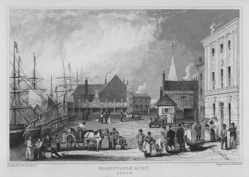 Barnstaple Quay, Devon (gravering) af George Bryant Campion