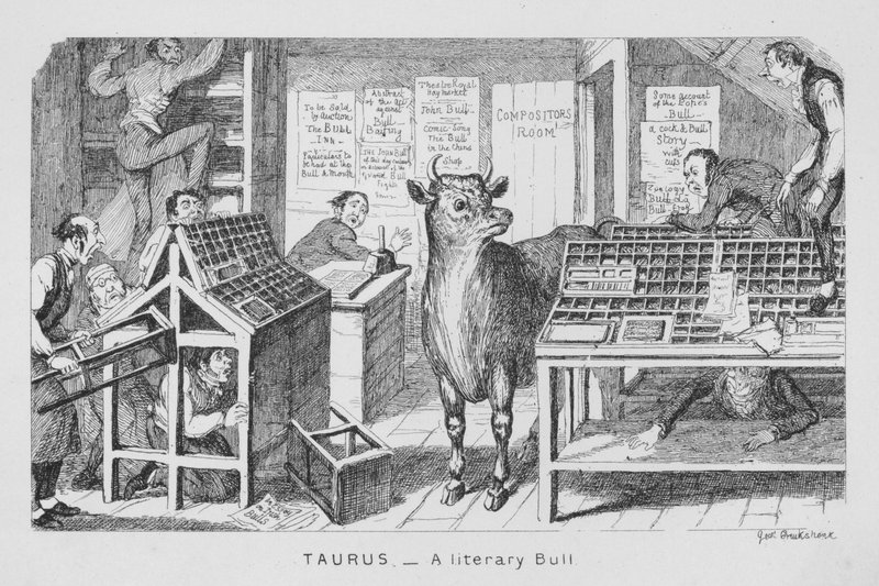 Tyren, en litterær tyr (gravering) af George Cruikshank
