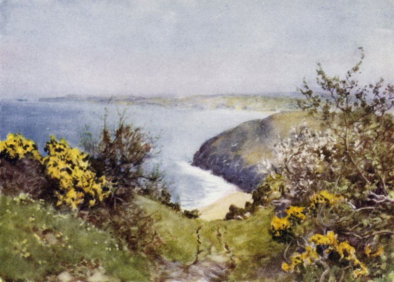 Carbis Bay (farve litho) af George Franck Nicholls
