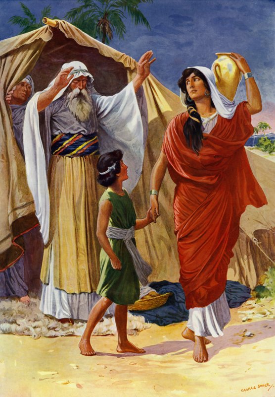 Hagar og Ismael (farve litho) af George Soper