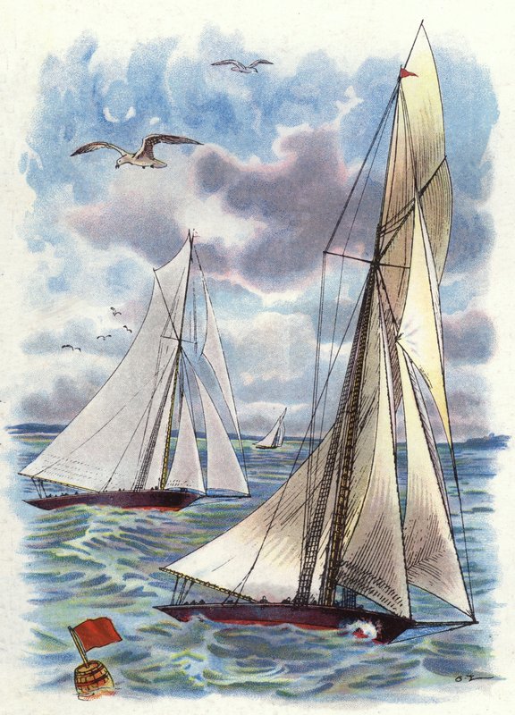 A Yacht Race (farve litho) af George Washington Lambert
