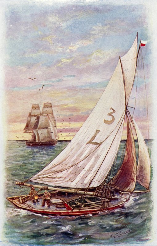 En lodsbåd (farve litho) af George Washington Lambert