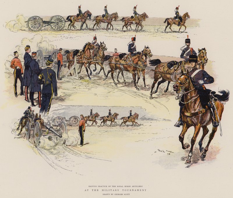 Ved den militære turnering (chromolitho) af Georges Bertin Scott