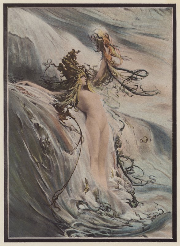 Den store bølge (farve litho) af Georges Clairin