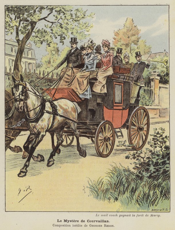 Mysteriet om Courvaillan (farve litho) af Georges Redon