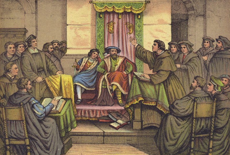 Luthers disputats med Dr Eck i Leipzig, 1519 af German School