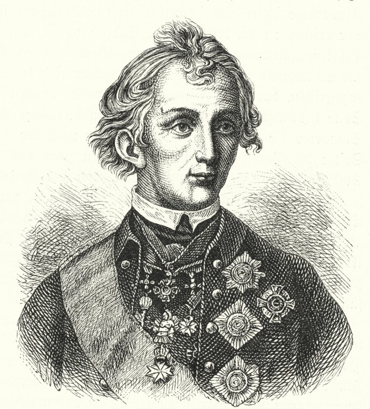 Alexander Suvorov, russisk general (gravering) af German School