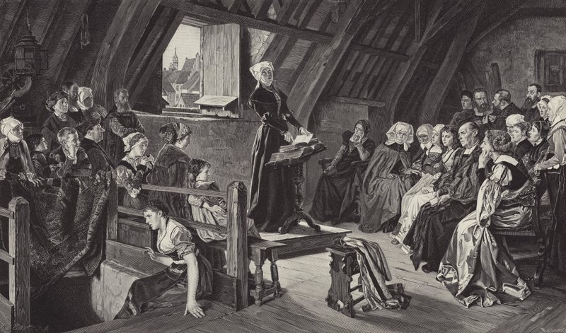 Anne Askew prædiker den lutherske doktrin af German School