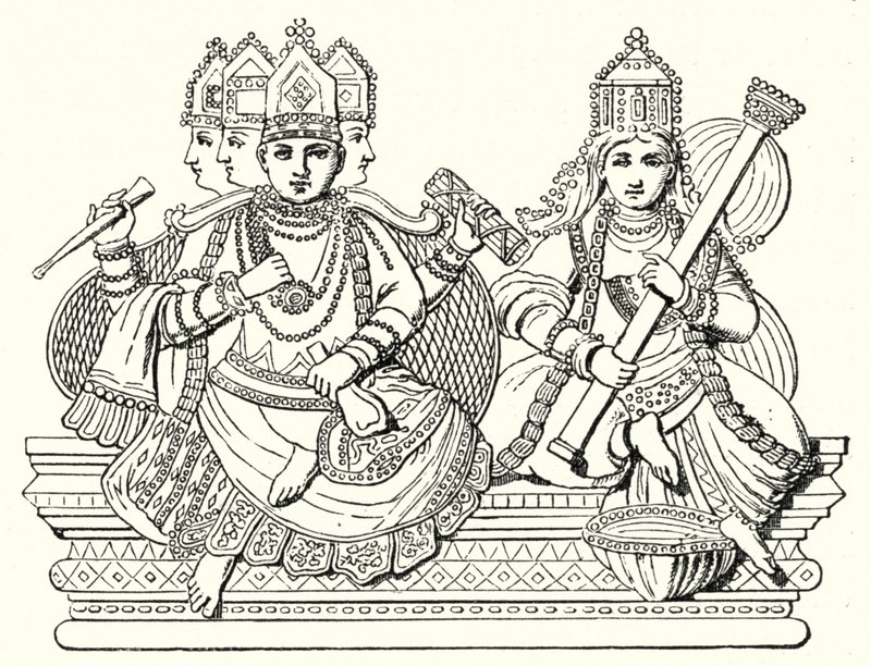 Brahma og Saraswati (gravering) af German School