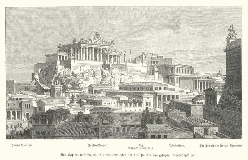 Capitoline Hill, det gamle Rom (gravering) af German School