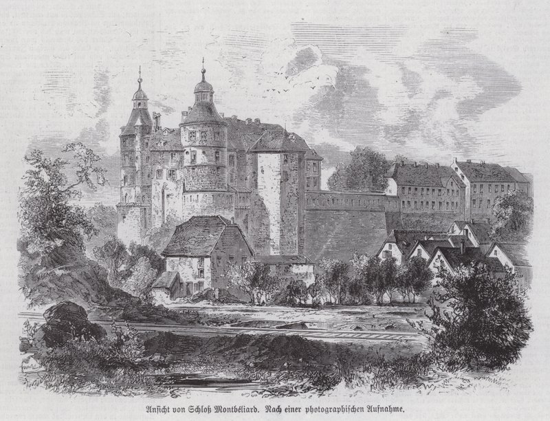 Chateau de Montbeliard, Frankrig (gravering) af German School