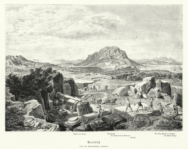 Korinth, det antikke Grækenland (gravering) af German School