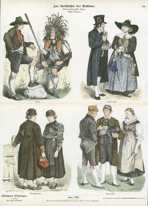 Costumes of the Tyrol, 19th Century  af German School