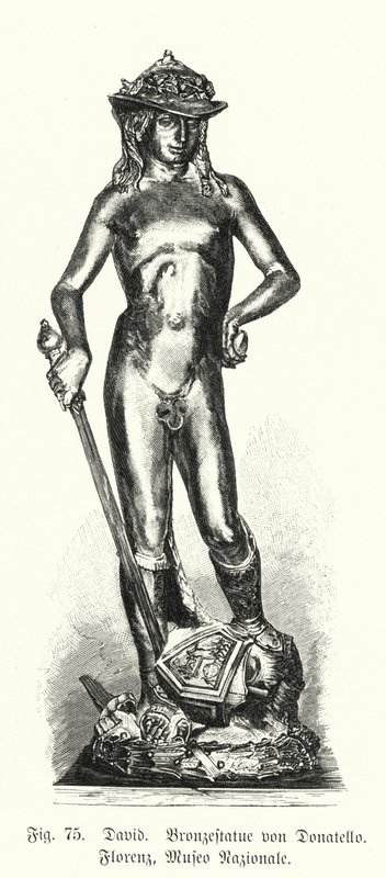 David, bronzestatue af Donatello (gravering) af German School
