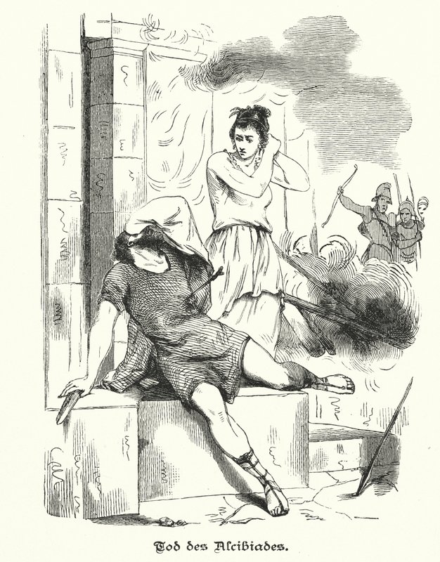 Alcibiades død, 404 f.Kr. (gravering) af German School