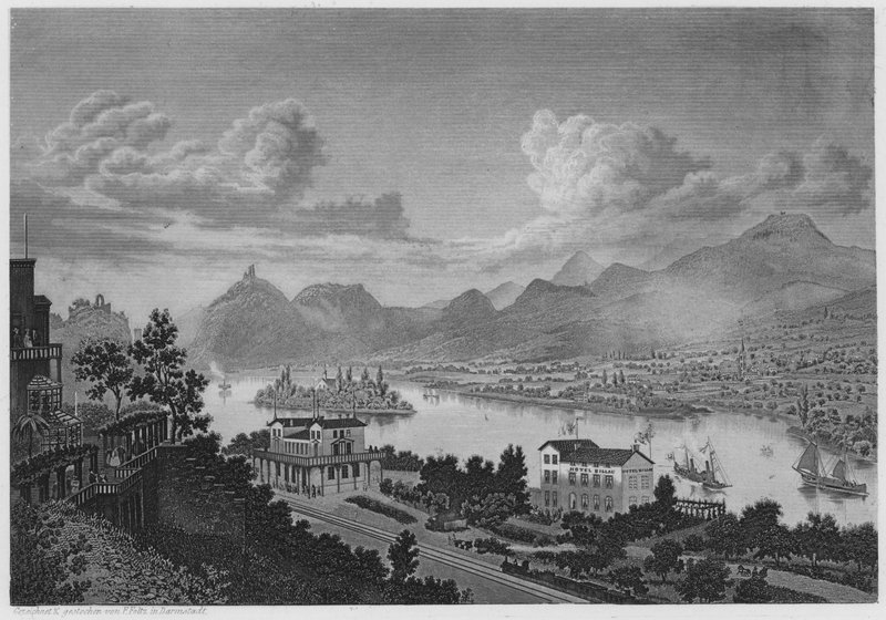 Drachenfels Nonnenwerth og Rolandseck (gravering) af German School