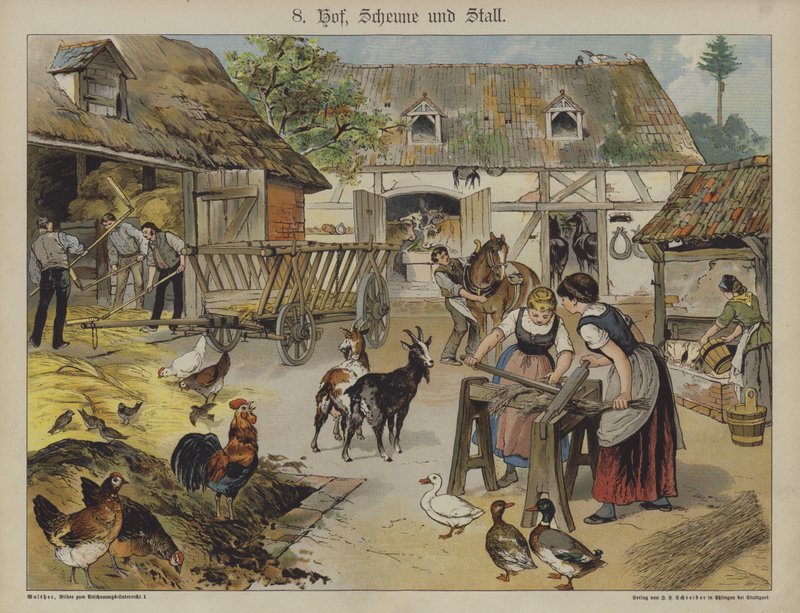 Farm (farve litho) af German School