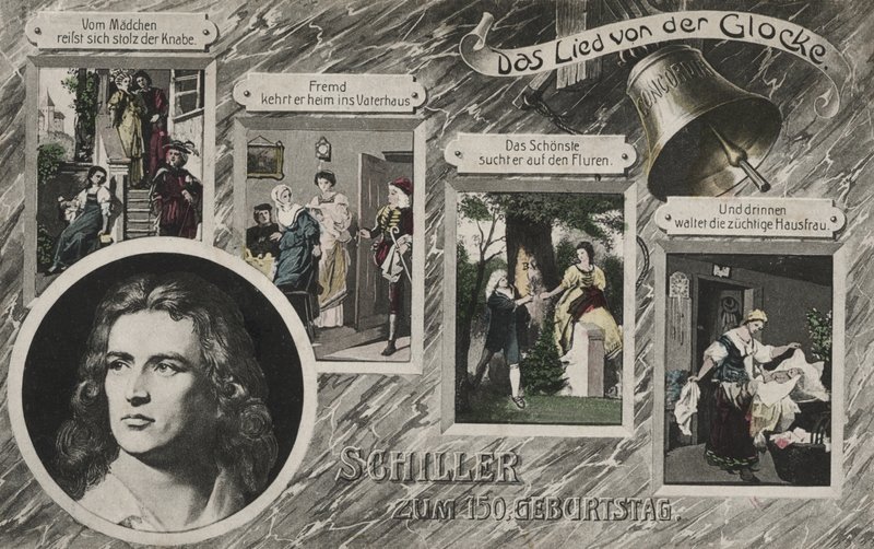Friedrich Schiller (farve litho) af German School