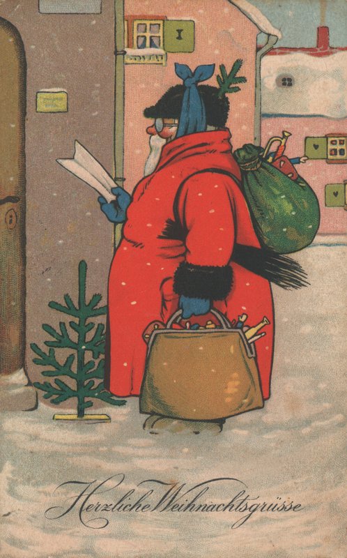 Tysk julekort (farve litho) af German School