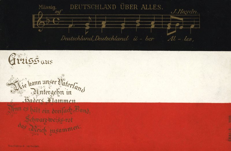 Tysk nationalsang (farve litho) af German School
