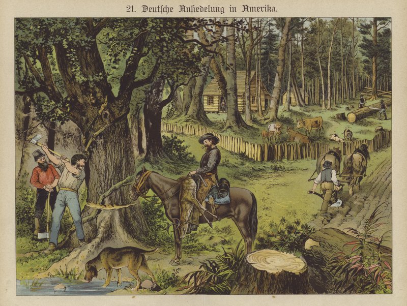 tyskere i Amerika (farve litho) af German School