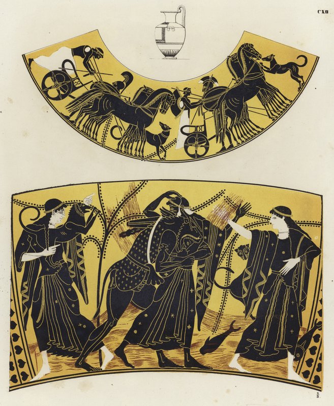 Græsk vasemaleri (farve litho) af German School