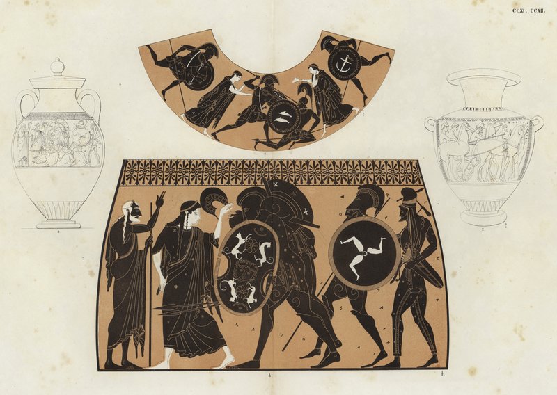Græsk vasemaleri (farve litho) af German School