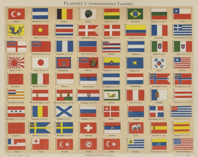Internationale flag (farve litho) af German School