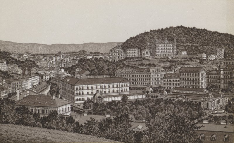 Karlovy Vary fra nordsiden (litho) af German School