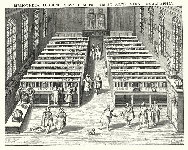 Bibliotek ved universitetet i Leiden (gravering) af German School