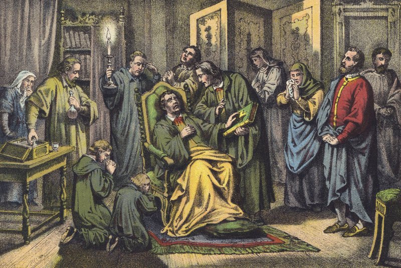 Luthers død (chromolitho) af German School