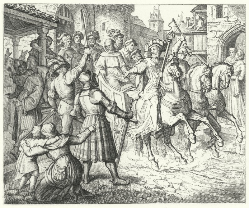 Martin Luthers reception i Worms, 1521 af German School