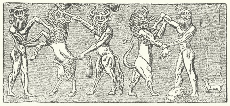 Møde mellem Enkidu og Gilgamesh af German School