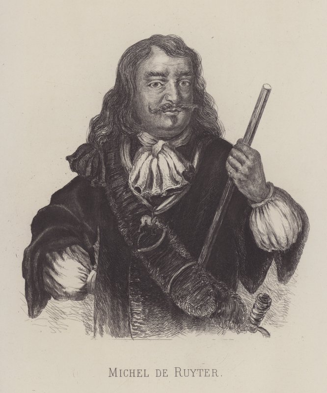 Michiel de Ruyter, hollandsk admiral (litho) af German School