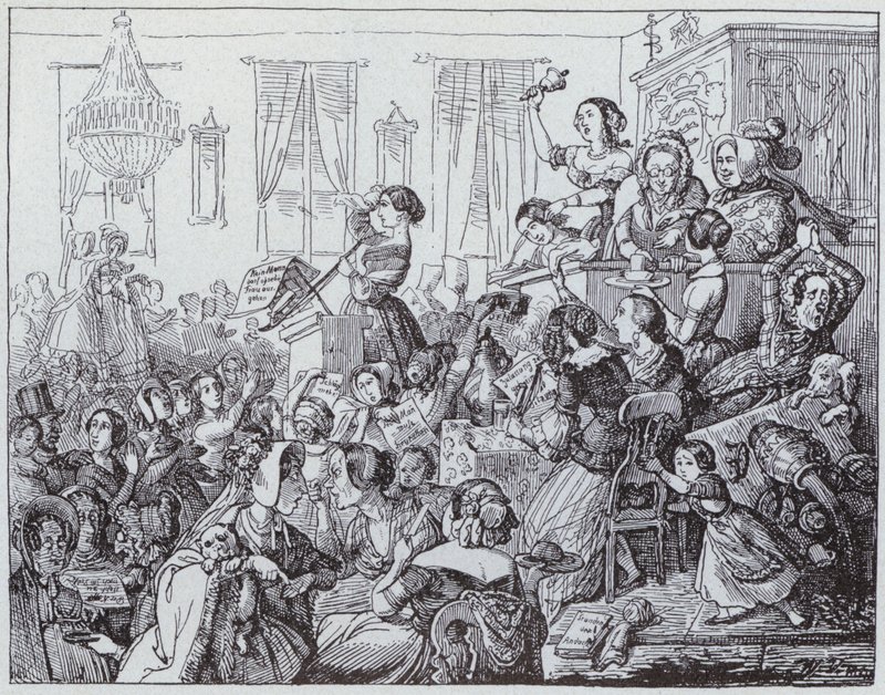 Politisk kvindeklub (litho) af German School