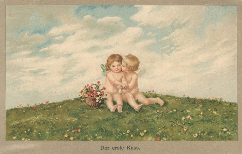 Putti kysser af German School