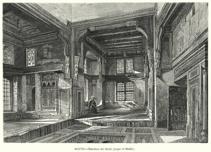 Mufti Sheikh al-Mahdis bopæl, Egypten (litho) af German School
